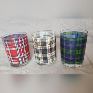 CERA Glasses Vintage Scotch on the Rocks Plaid Cocktail Old Fashioned Drinkware